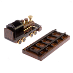 Часы настольные в виде паровоза из натурального камня Обсидиан Train Stone Clock варинант исполнения - 6 | Loft Concept в Костроме