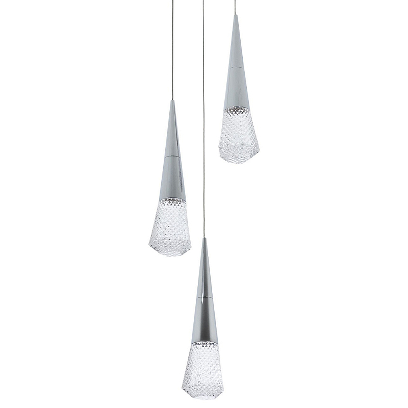 Подвесной светильник капли Acrylic Droplet Trio Chrome Hanging Lamp Прозрачный Хром в Костроме | Loft Concept 
