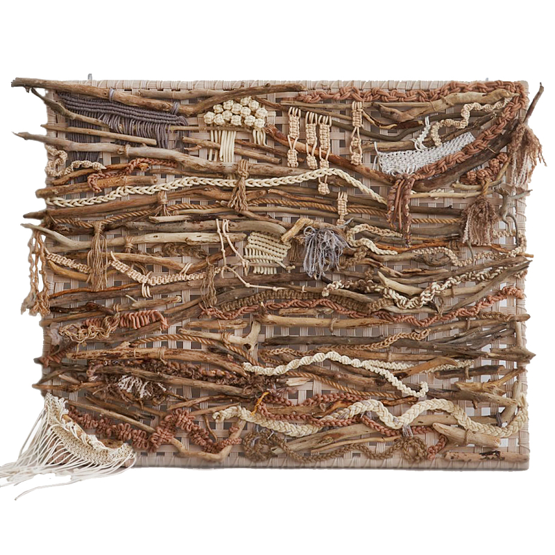 Большая Абстрактное Панно из веток и нитей Dryad Wall Art Коричневый Бежевый в Костроме | Loft Concept 