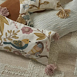 Чехол на подушку с кисточками и вышивкой птиц Ethnic mix Birds Rect варинант исполнения - 6 | Loft Concept в Костроме