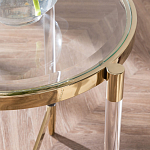 Золотой приставной столик с круглой стеклянной столешницей Weightless Table варинант исполнения - 7 | Loft Concept в Костроме