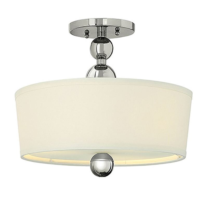 Потолочный светильник с белым цилиндрическим плафоном и шарообразными деталями Hinkley Никель Бежевый в Костроме | Loft Concept 