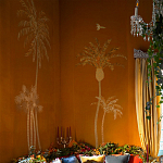 Обои с вышивкой ручной работы Deco Palms Original colourway on velvet 2 варинант исполнения - 1 | Loft Concept в Костроме