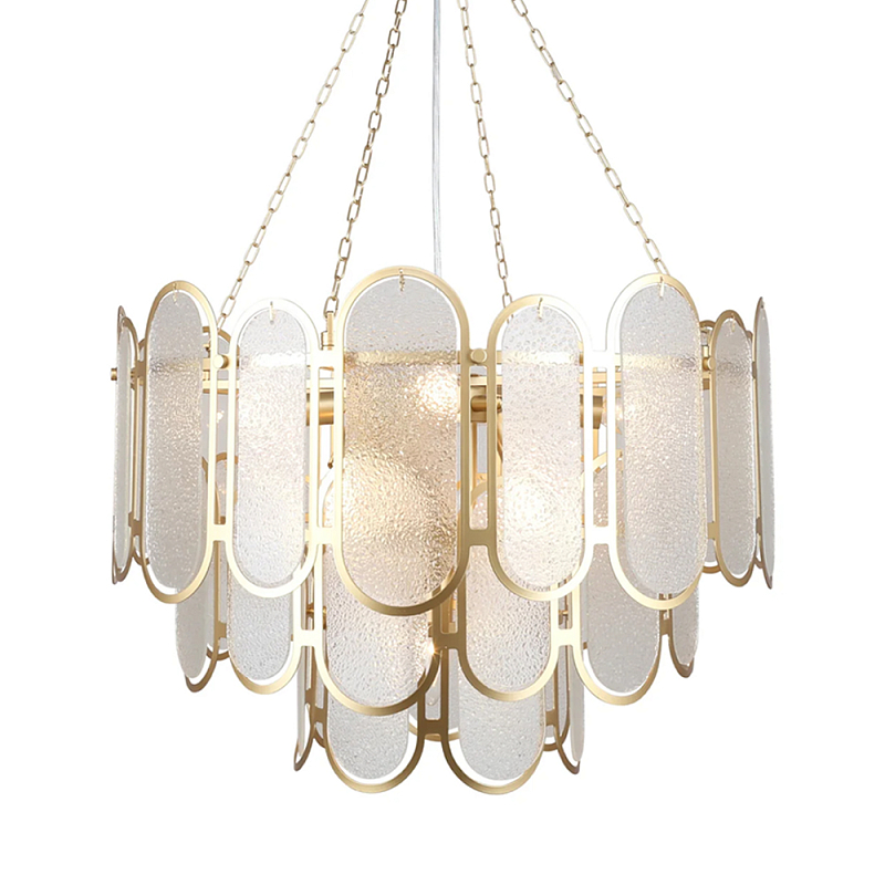 Люстра с многослойным эффектом из овальных элементов из непрозрачного стекла Conformation Латунь в Костроме | Loft Concept 