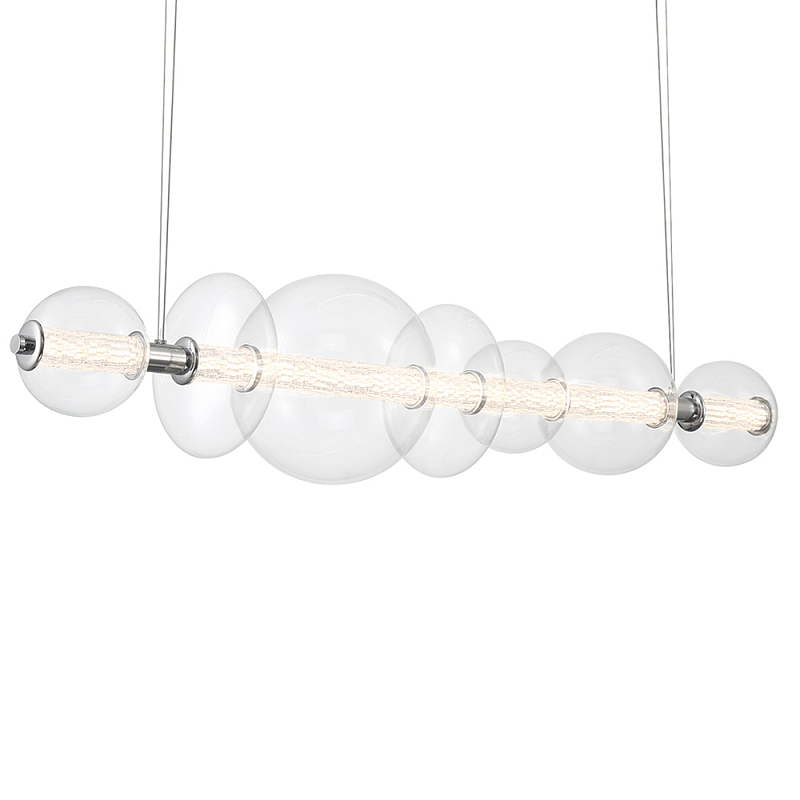 Подвесной светильник линейный с прозрачными стеклянными шарами разного диаметра Eurofase Прозрачное Стекло Золотой Хром в Костроме | Loft Concept 