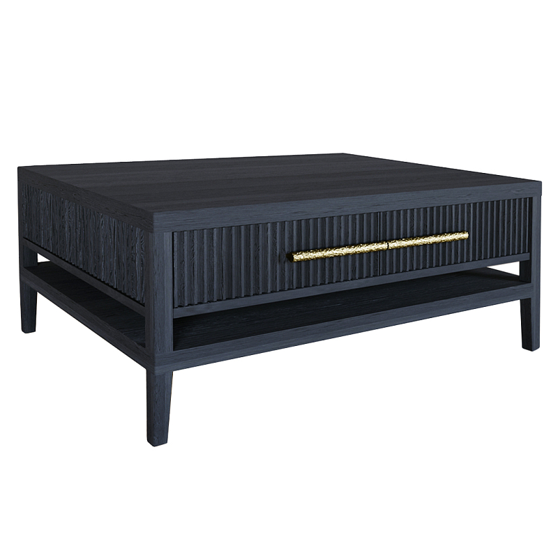 Кофейный стол Primo с двумя ящиками Черный дуб Черный матовый Золотой в Костроме | Loft Concept 