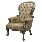 Кресло кожаное с мягкими подлокотниками на 4-х деревянных ножках Evelyn Classical Armchair варинант исполнения - 3 | Loft Concept в Костроме