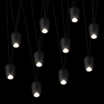 Подвесной светильник черными плафонами на длинных пересекающихся тросах Construction варинант исполнения - 10 | Loft Concept в Костроме