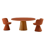 Обеденный стол оранжевый с тонкой столешницей и основанием в виде конуса Viola варинант исполнения - 2 | Loft Concept в Костроме