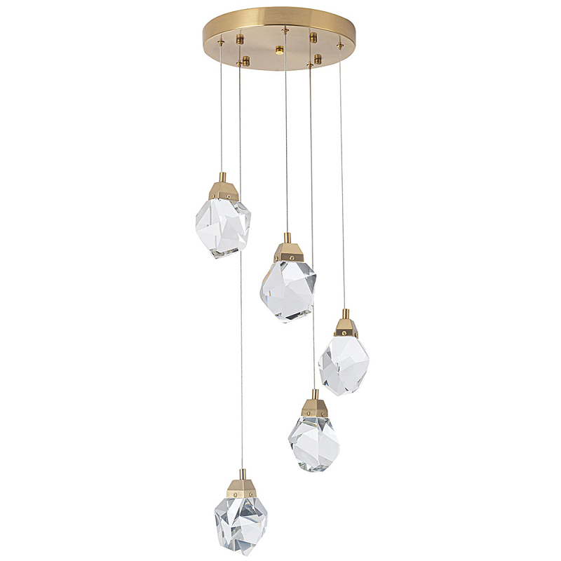 Каскадная люстра с 5-ю хрустальными плафонами Esme Crystal Brass Chandelier Прозрачный Латунь Каскадная люстра с 5-ю хрустальными плафонами Esme Crystal Brass Chandelier Прозрачный Латунь в Костроме | Loft Concept