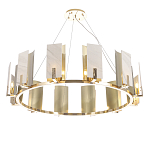 Люстра подвесная круглая с прямоугольными мраморными и золотистыми панелями на металлическом каркасе Диаметр 118 см Marble square Chandelier варинант исполнения - 3 | Loft Concept в Костроме