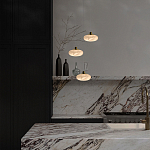 Подвесной светильник с плафоном в виде эллипса из белого алебастра Cryptocrystalline Stone варинант исполнения - 6 | Loft Concept в Костроме