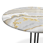 Стол журнальный с круглой столешницей из стекла Gray and Gold Marble варинант исполнения - 3 | Loft Concept в Костроме