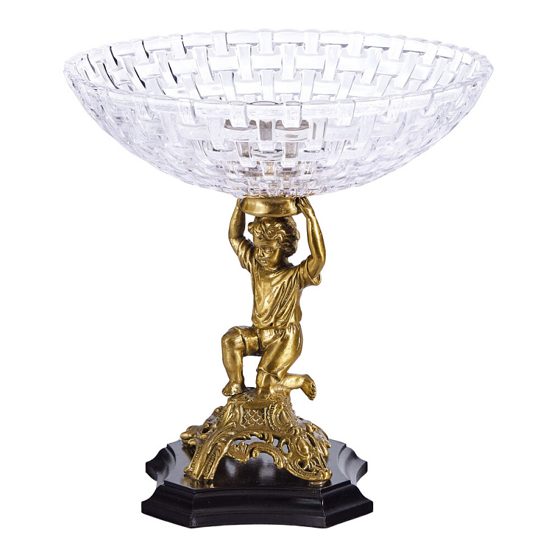 Чаша для фруктов с подножием в виде ангела Eden Garden Бронза Прозрачный в Костроме | Loft Concept 
