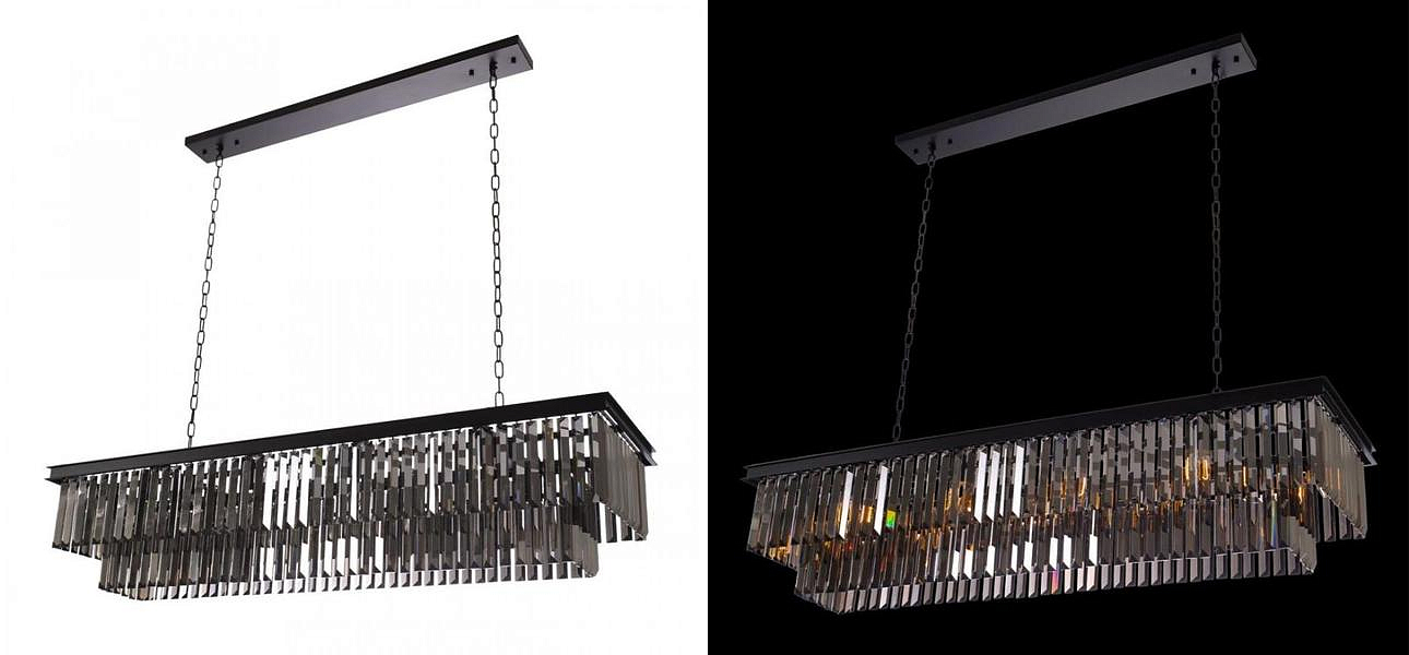 Прямоугольная Люстра RH 1920s Odeon Black iron Серое Стекло Длина 120 см Прямоугольная Люстра RH 1920s Odeon Black iron Серое Стекло Длина 120 см - Loft-Concept в Костроме