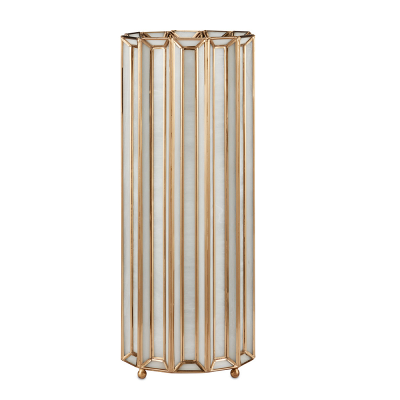 Настольная лампа в форме цилиндра фактурная Soft Glow Lamps Молочный Латунь в Костроме | Loft Concept 