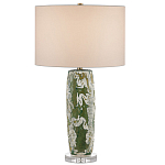 Настольная лампа керамическая с кремовым абажуром Scenic Column варинант исполнения - 4 | Loft Concept в Костроме