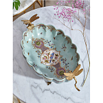 Чаша из голубого фарфора на бронзовых ножках с рисунком цветов и фигурками стрекоз Blue Garden варинант исполнения - 4 | Loft Concept в Костроме