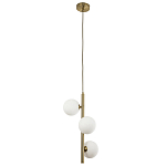 Подвесной светильник с 3-мя сферическими плафонами из матового стекла Pearls Suspension Brass Tube Hanging Lamp варинант исполнения - 2 | Loft Concept в Костроме
