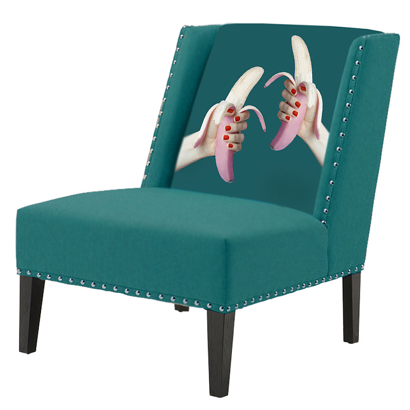 FUN Armchair Two Bananas Turquoise Дизайнерское кресло с цветным принтом Бирюзовый FUN Armchair Two Bananas Turquoise Дизайнерское кресло с цветным принтом Бирюзовый в Костроме | Loft Concept