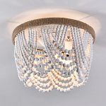Круглый потолочный светильник с подвесками в виде круглых белых бусин White Beads Ceiling Lamp варинант исполнения - 2 | Loft Concept в Костроме