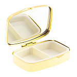 Таблетница карманная прямоугольная с 2-мя отделениями с зеркалом и накладкой из натурального камня Малахит Gold Stone Pillboxes варинант исполнения - 2 | Loft Concept в Костроме