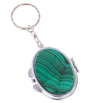 Зеркало брелок карманное двухстороннее из натурального камня Малахит Stone Mirrors варинант исполнения - 1 | Loft Concept в Костроме