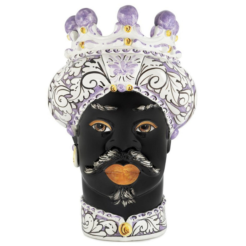 Ваза Vase Moro Man Ornate Violet Черный Фиолетовый Белый Ваза Vase Moro Man Ornate Violet Черный Фиолетовый Белый в Костроме | Loft Concept