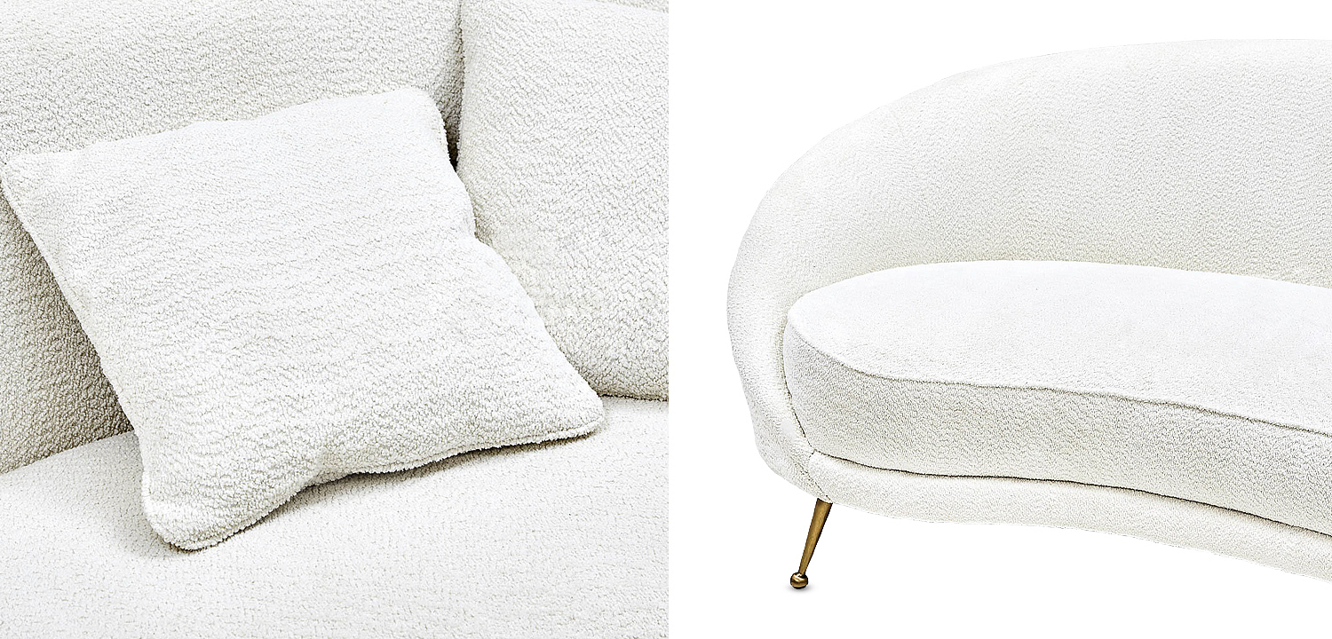 Диван с обивкой из ткани букле Manuel Sofa Белый Диван с обивкой из ткани букле Manuel Sofa Белый - Loft-Concept в Костроме
