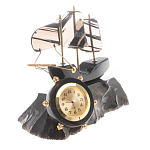 Часы настольные в виде парусника из натурального камня Обсидиан Sailboat Stone Clock варинант исполнения - 5 | Loft Concept в Костроме