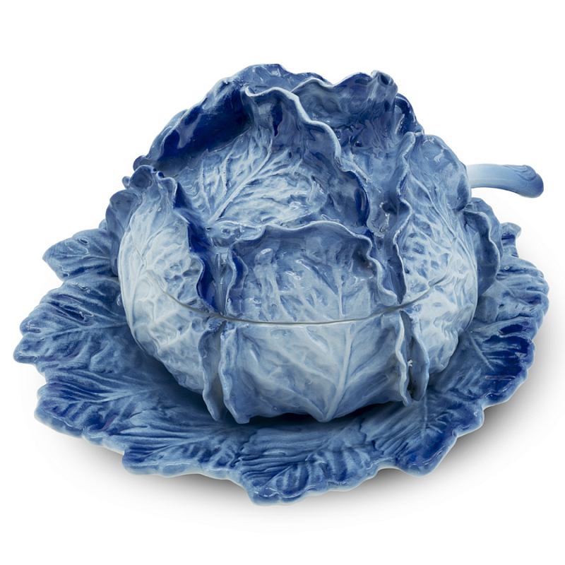 Супница SOUP BOWL CABBAGE W/PLATE D25 Blue Сапфирово-синий Супница SOUP BOWL CABBAGE W/PLATE D25 Blue Сапфирово-синий в Костроме | Loft Concept