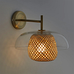 Бра с плафоном из плетенного бамбука Corzine варинант исполнения - 2 | Loft Concept в Костроме