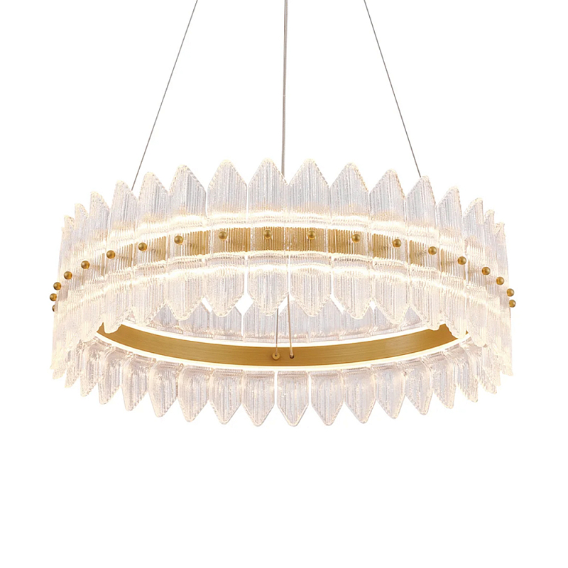 Люстра круглая с декоративными элементами в виде лепестков Round Light Flashing Латунь Прозрачный в Костроме | Loft Concept 