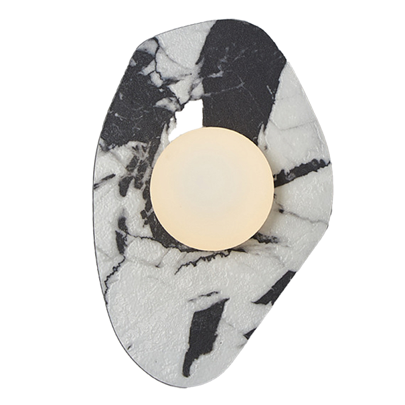 Бра с каменным черно-белым основанием и плафоном из стекла Shaw Marble Lighting Черный Белый Бра с каменным черно-белым основанием и плафоном из стекла Shaw Marble Lighting Черный Белый в Костроме | Loft Concept