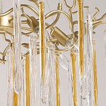 Люстра подвесная золотого цвета с разветвленными ветвями и прозрачными стеклянными подвесками Droplet Chandelier варинант исполнения - 4 | Loft Concept в Костроме