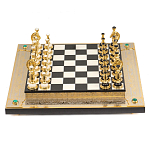Шахматы из бронзы и натуральных камней Долерит и Мрамор с гравировкой Decorative Thematic Chess варинант исполнения - 1 | Loft Concept в Костроме