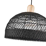 Подвесной светильник с округлым абажуром из черного ротанга Wicker Furniture варинант исполнения - 3 | Loft Concept в Костроме