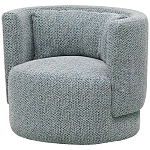 Дизайнерское мягкое кресло с круглой мягкой спинкой в голубой пестрой обивке Roux Round Armchair варинант исполнения - 1 | Loft Concept в Костроме