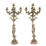 Подсвечники из бронзы на 10 свечей на подставке из камня креноид Stone Candlestick варинант исполнения - 1 | Loft Concept в Костроме