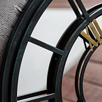 Зеркало настенное в чёрной металлической раме в виде часов Mirror Tower Clock варинант исполнения - 2 | Loft Concept в Костроме