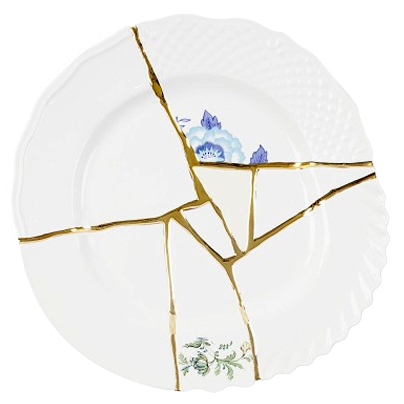 Тарелка Seletti Kintsugi II Белый Золотой Голубой Тарелка Seletti Kintsugi II Белый Золотой Голубой в Костроме | Loft Concept