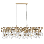 Люстра линейная с подвесками в форме монеток и золотистыми круглыми элементами из металла в виде лепестков FAIRYTREE Light варинант исполнения - 2 | Loft Concept в Костроме