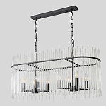 Люстра подвесная овальная со стеклянными прозрачными трубками и металлическим каркасом черного цвета Nembus варинант исполнения - 2 | Loft Concept в Костроме