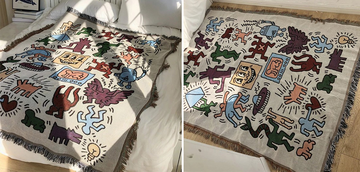 Покрывало граффити Кит Харинг Keith Haring Bed Сover Покрывало граффити Кит Харинг Keith Haring Bed Сover - Loft-Concept в Костроме