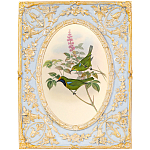 Декоративный постер с изображением птиц в раме с рельефным растительным узором Blooming Birds Poster варинант исполнения - 6 | Loft Concept в Костроме
