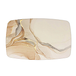 Обеденный стол с прямоугольной бежевой столешницей из стекла на 4-х деревянных ножках Beige Marble варинант исполнения - 2 | Loft Concept в Костроме