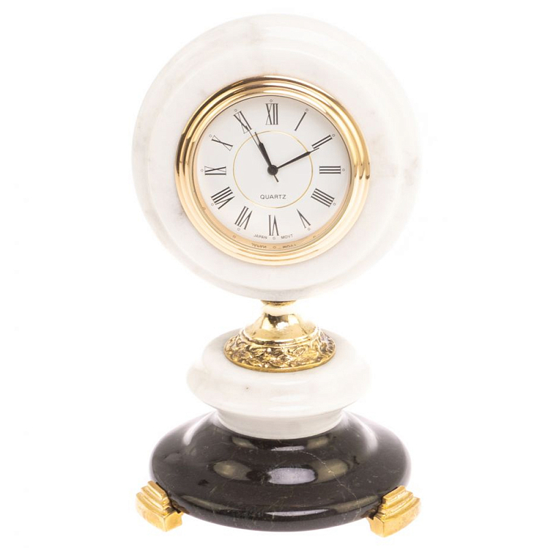 Часы настольные бронзовые из натуральных камней Мрамор и Змеевик Stone Clock Черный Белый Зеленый Бронза Часы настольные бронзовые из натуральных камней Мрамор и Змеевик Stone Clock Черный Белый Зеленый Бронза в Костроме | Loft Concept