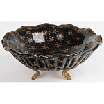 Блюдо черного цвета из фрафора на бронзовых ножках Eden Garden porcelain and bronze варинант исполнения - 1 | Loft Concept в Костроме