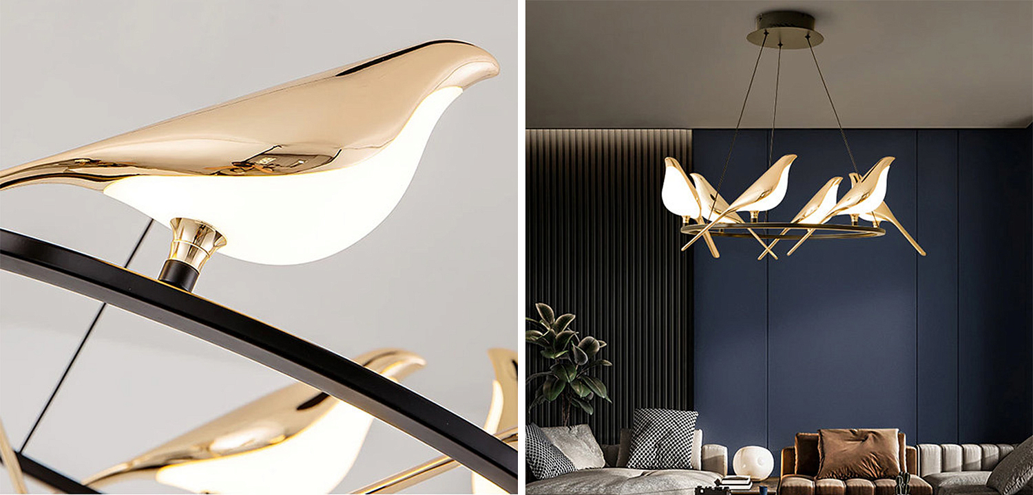 Люстра с золотыми птичками круглая NOMI Chandelier Six birds Round Люстра с золотыми птичками круглая NOMI Chandelier Six birds Round - Loft-Concept в Костроме