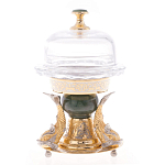 Икорница с декором "Три рыбки" с гравировкой и натуральным камнем Нефрит Decorative Cavair Dishes варинант исполнения - 7 | Loft Concept в Костроме